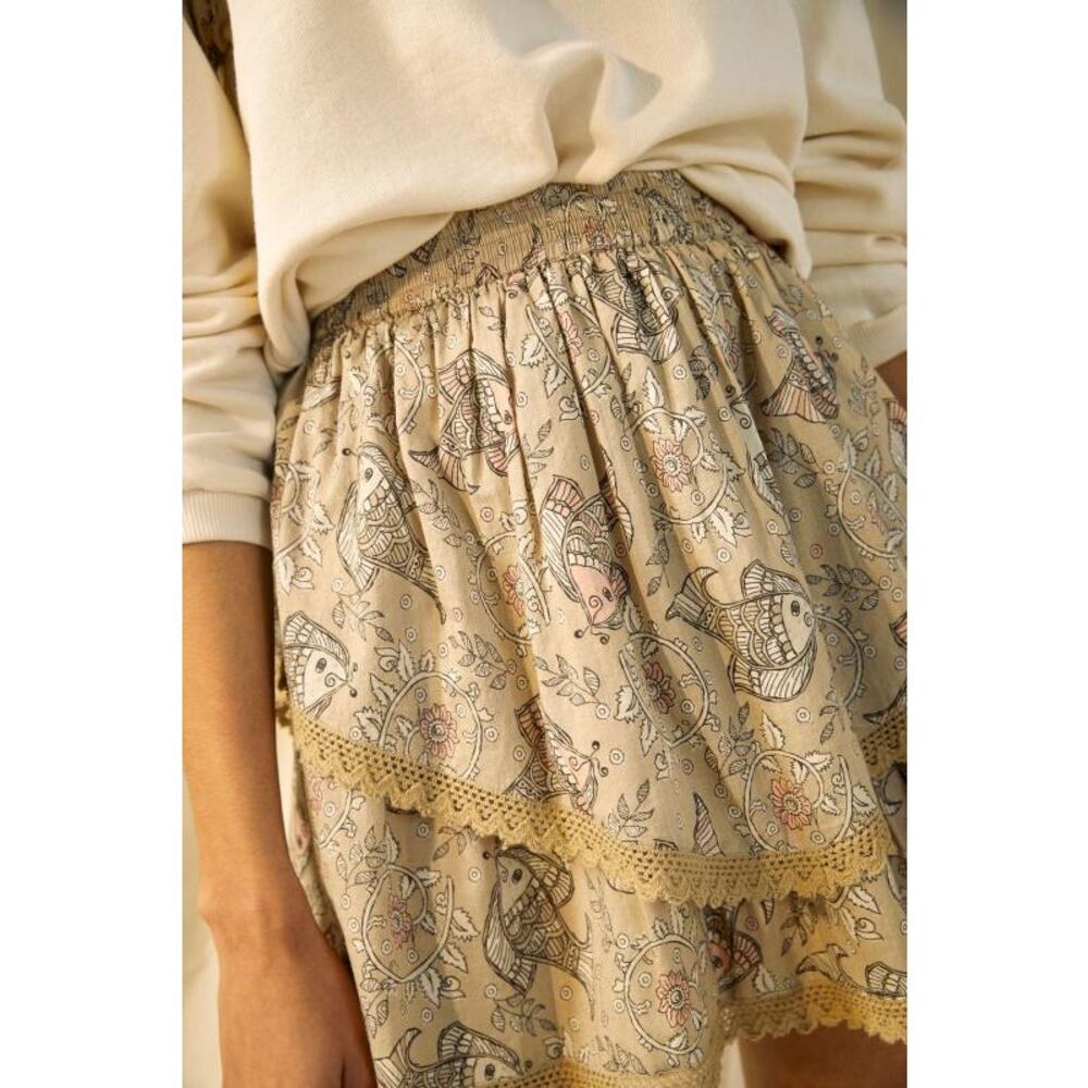 New Anthropologie Let Me Be Kenna Whimsical Ruffled Mini Skirt $128 Sz 6 Tiered
